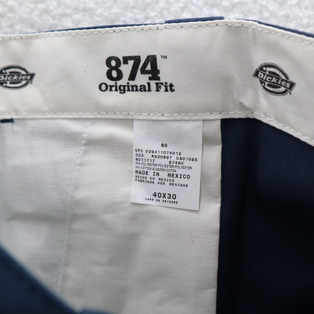Dickies Pants Men's 40x30 Navy Blue 874 Original Work Straight Twill Workwear - Picture 10 of 14